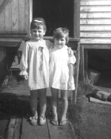 378: l-r Winnie and Carmel Kerrivan in front of the family house. (circa 1965) [courtesy of Jenny  (Kerrivan) Harvie]  - children of Joseph Kerrivan &amp;amp; Madeline Bennett